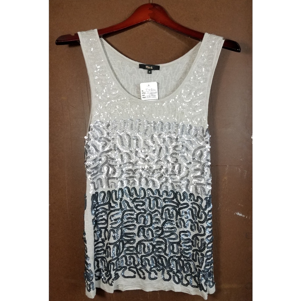 Light Grey Sequin Sleeveless Top